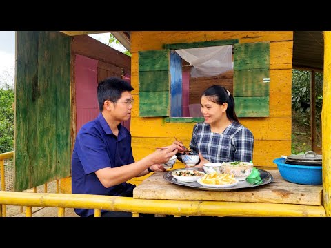 Ellie and Erik enjoy the simple joy of a meal after the guava harvest.