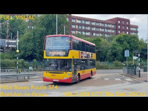 FULL ROUTE VISUAL | Nibs Buses Route 374: Basildon To Grays Via East Tilbury | 526 (LX08 ECT)