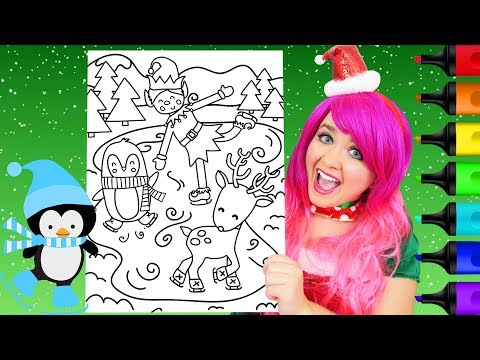 Coloring Christmas Elf, Penguin, Reindeer Coloring Page Prismacolor Markers | KiMMi THE CLOWN Video