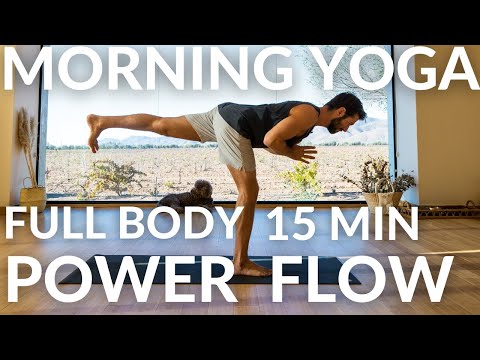15 MIN  Morning Yoga Power Flow | Full Body Stretch & Workout To Start the Day | Yoga With Tim
