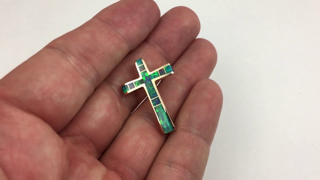 Australian Opal Cross Pendant- Australian Opal Necklace