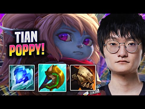 TIAN IS SO GOOD ON POPPY! - TES Tian Plays Poppy Jungle vs Karthus! | Season 2022