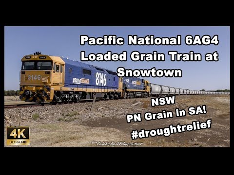 4K - Pacific National 6AG4 Loaded Grain Train Departing Snowtown 17/1/20