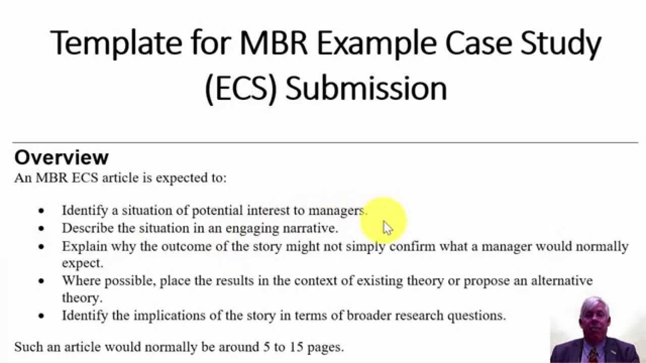 DRAFT MBR Template Video: Example Case Study