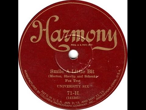 University Six "Smile A Little Bit" on Harmony 71-H (1926) 1920s Gatsby flapper jazz