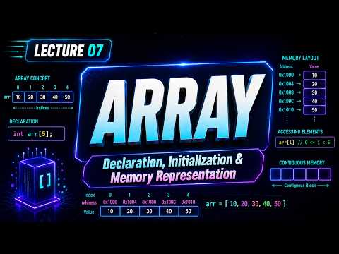 Lec7 Array In Data Structure Declaration Initialization Memory Representation