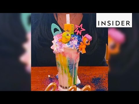 A Long Island diner stacks milkshakes with toys