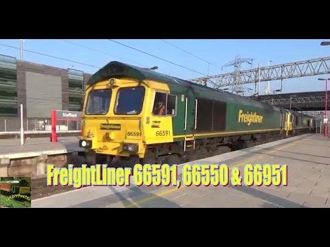 FreightLiner's 66591, 66550 & 66951 Head Through Stafford Light Engines in Convoy 9/4/15