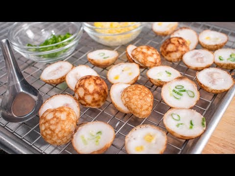 Thai Coconut Pancake Recipe - Kanom Krok ขนมครก | Thai Recipes