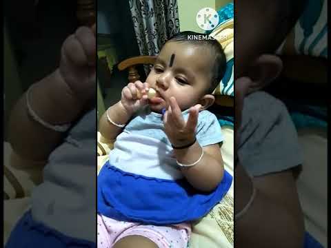 Ashvika having fruits for the first time