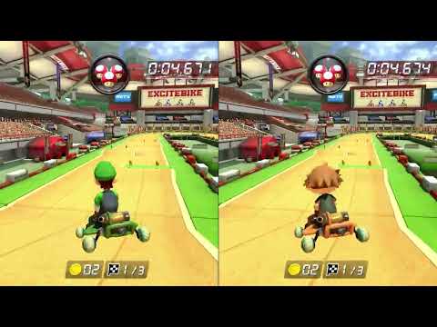 WR Tie - Excitebike Arena [200cc] - 1:13.889 - ろーる vs しらぬい (Mario Kart 8 Deluxe World Record)