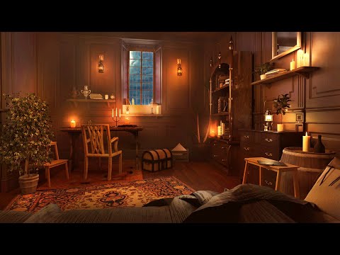 Cozy Room Ambience with Gentle Rain Sounds for Sleep, Study and Relax
