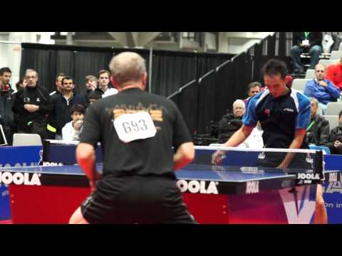 Timothy Wang vs. Dan Seemiller, forehand serve, forehand loop, backhand loop, miss, Table Tennis