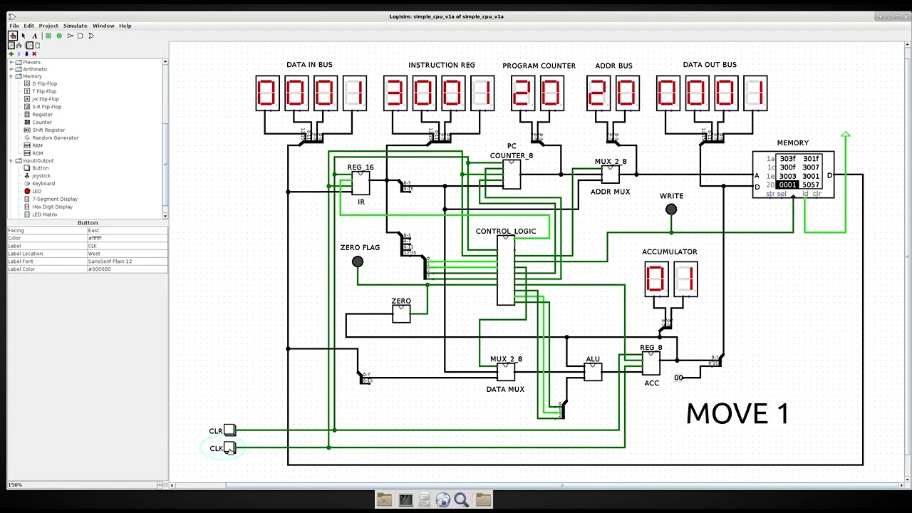 A Logisim simpleCPUv1a