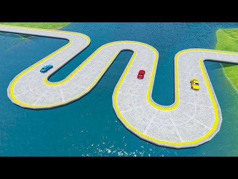 Impossible W Shape Bridge Crossing Cars Vs Deep Water - BeamNG.Drive #38 I BeamNG LIVESHOW