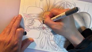 【 完成】推しのファンアートを描くだけの動画Part３-３（コピック タイツ色塗り編）