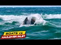 COUPLE TAKES UNEXPECTED WAVES TO THE FACE AT BOCA INLET ! | Boats vs Haulover Inlet