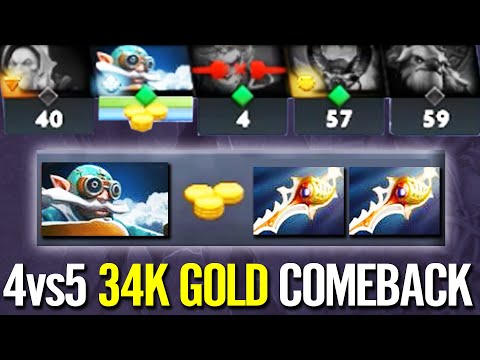 WTF 4vs5 COMEBACK 34.000 GOLD!!? Crazy 2x Divine Rapiers Gyrocopter Pro Carry 7.27 Dota 2 Gameplay