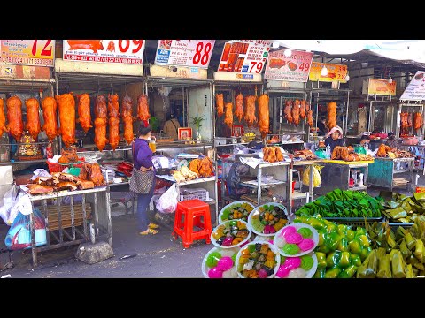 Roasted Pig, Num Ansom, Soy, Kao Lak, Flower, And More - Orussey & Boeng Trabaek Market Food Show