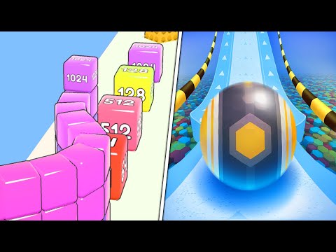 Cube Run 2048 VS Action Balls: Gyrosphere Race | All Level Gameplay NEW UPDATE ( IOS/Android )