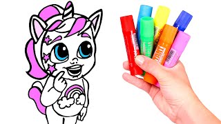 Dibuja y Colorea al BEBÉ LLORÓN Unicornio 👶🦄 Vídeos para niños