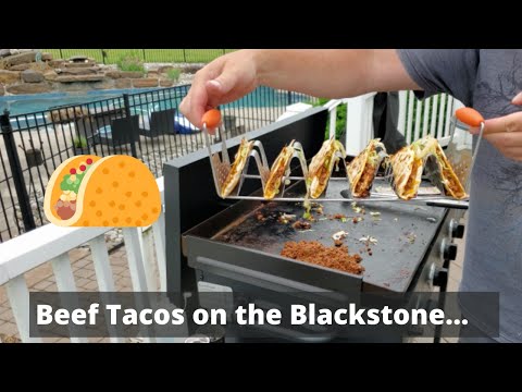 Ground beef tacos on the blackstone griddle (from canned ground beef)