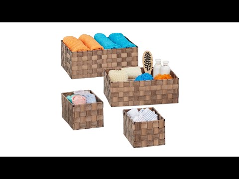 Panier tressé rangement en lot de 4 Gris