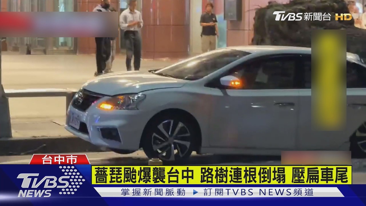 影音／薔琵進逼！台中新光三越前路樹倒塌連砸2車畫面曝