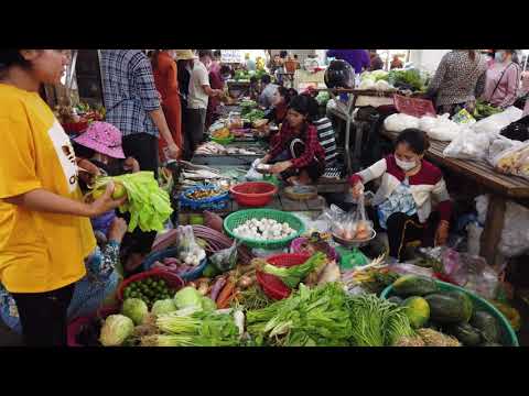 Cambodian Living Lifestyle In Market - Everyday Fresh Foods For Sales