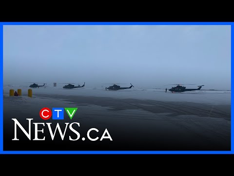 Canadian military helicopters from Edmonton head to the arctic