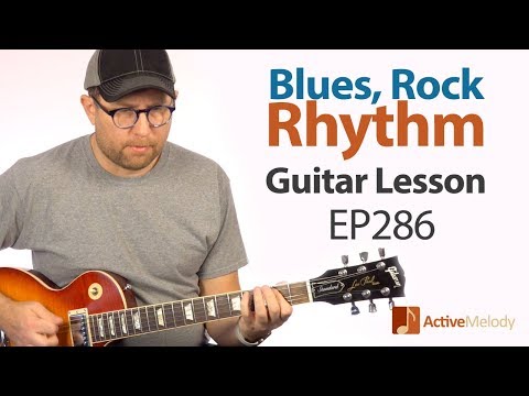 Rock, blues style rhythm with fill licks that you can improvise with - blues guitar lesson EP286