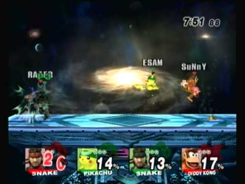 Pound V Brawl: UltimateRazer (Snake) & Gnes (Diddy Kong) vs. ESAM (Pikachu) & MVD (Snake) - SSBB