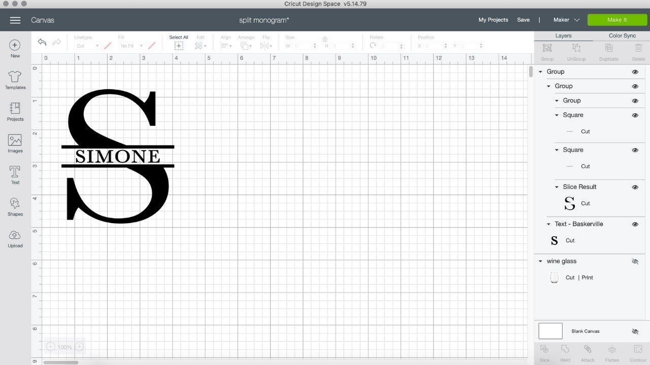 SPLIT MONOGRAM WITH CRICUT DESIGN SPACE | Cricut Design Space Tutorial For Beginners // Monogram