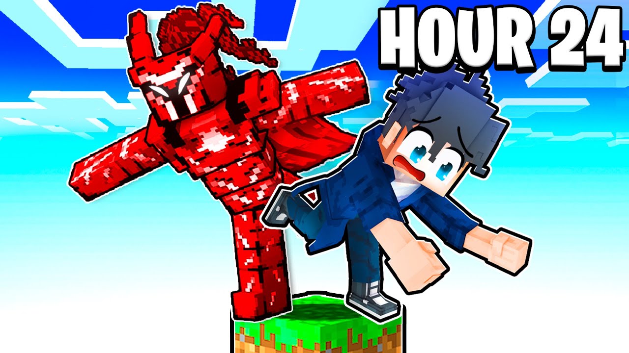 I Spent 24 Hours in SOLO LEVELING Minecraft on One Block!