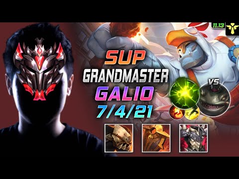 GrandMaster Galio Support vs Tahm Kench - 천상계 서폿 갈리오 템트리 룬 망자 여진 ガリオ Галио 正义巨像 加里歐 - LOL KR 11.13