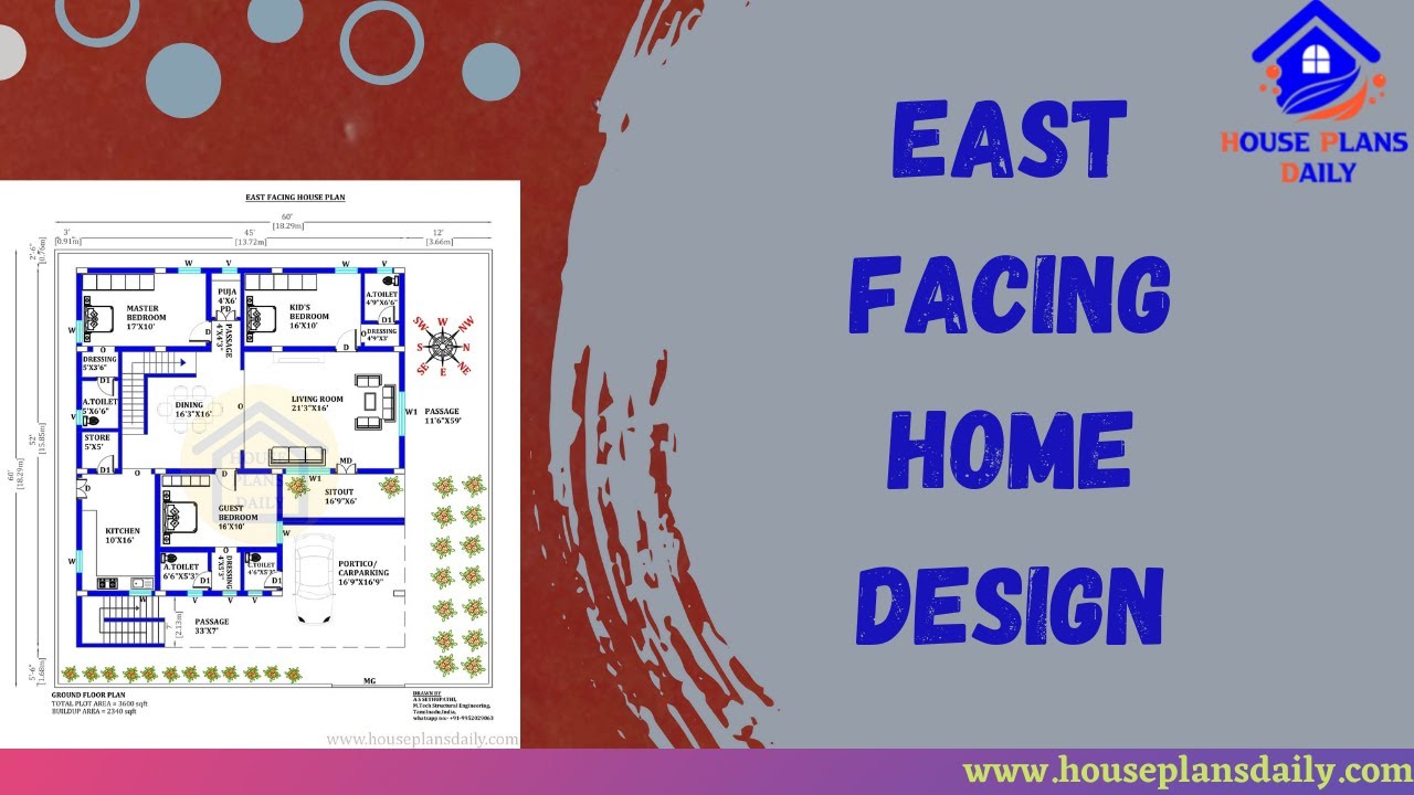 East Facing House Plan As Per Vastu  | 45x52 House Floor Plan