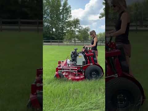 Mowing with Ferris Z3X Stand on mower! #beautiful #girl #mowing