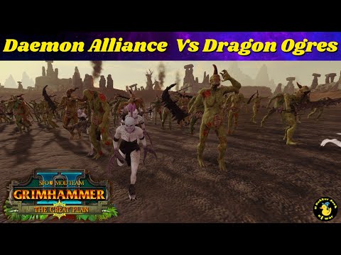 DAEMON ALLIANCE ARMY VS DRAGON OGRE ARMY. Total War Warhammer SFO Grimhammer 2 Multiplayer Gameplay