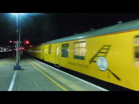 Network rail DBSO 9701 leads a test train into Ashford platform 1.