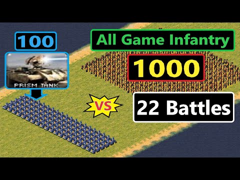 Prism Tanks vs 1000 All Infantry - Red Alert 2