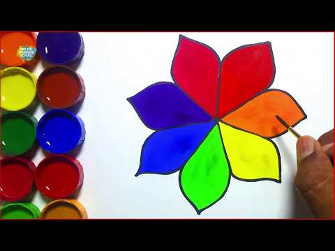 how to draw and paint a flower simple coloring drawing for children - Lesson 173