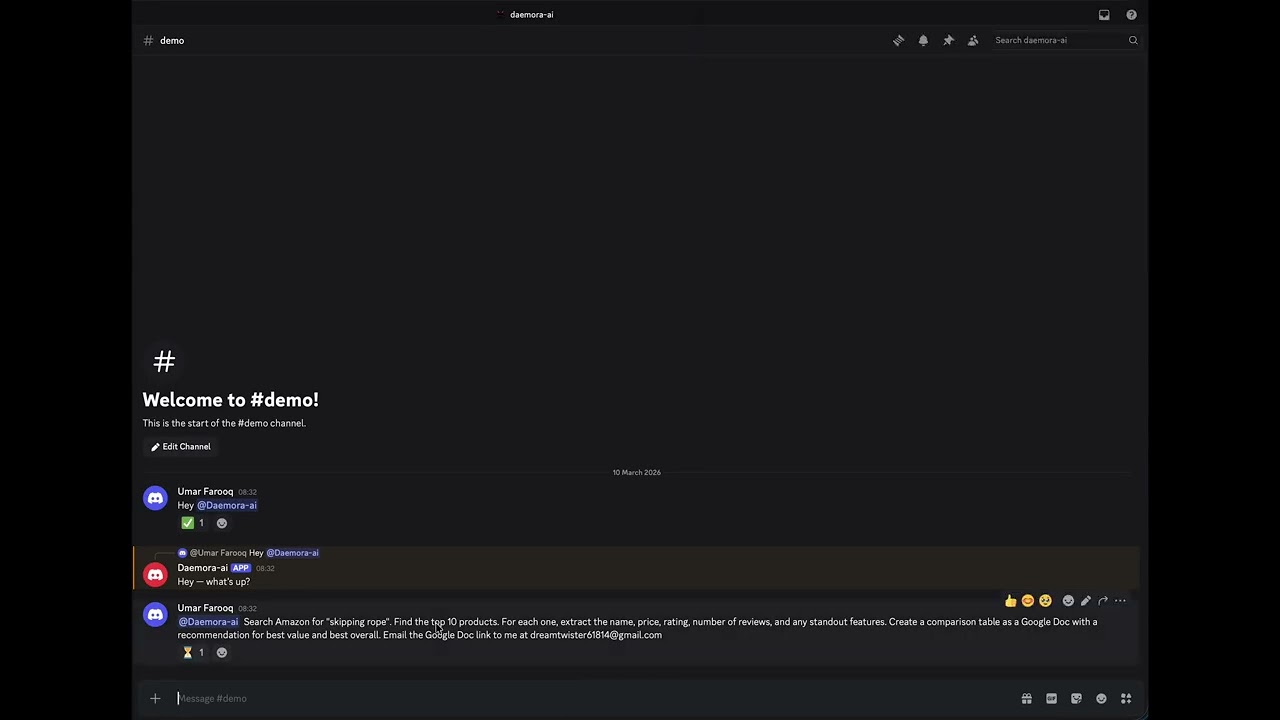 Demo 3 - Amazon Research + Google Doc + Email