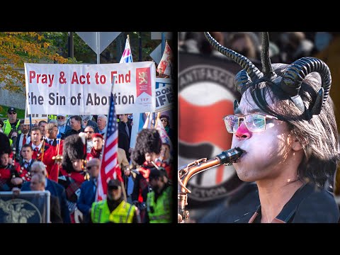 “We’re in a Holy War.” Pro-Life March Vs. Abortion Clowns in Boston