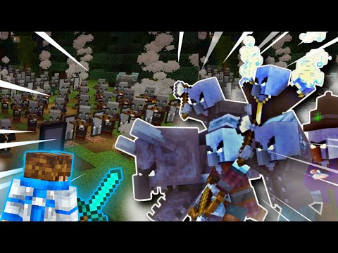 Insane Minecraft Battle: 20 vs 200 Pillagers! EPIC!