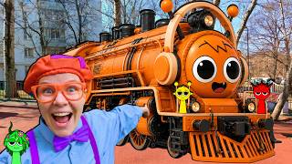 SPRUNKI TRAIN EATER is calling to blippi in real life story by BUZZ NIK