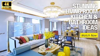 Download the video "Modern Home Interiors | Living Room, Bedroom, Kitchen & Bathroom Aesthetic Footage"