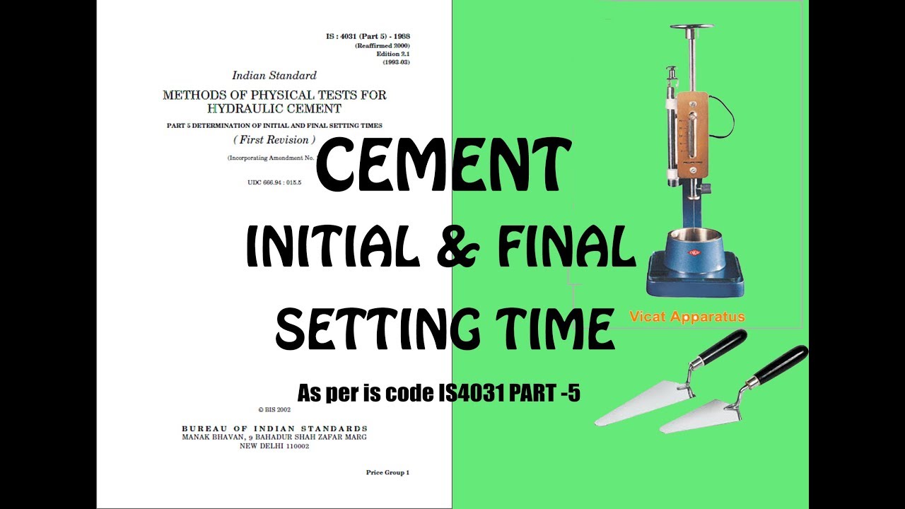 Cement Setting Time Test initial and final procedure by vicatIS4031, quality control test for cement