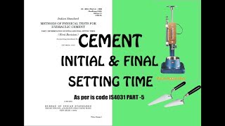 Cement Setting Time Test initial and final procedure by vicatIS4031, quality control test for cement