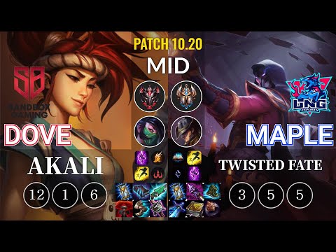 SB Dove Akali vs LNG Maple Twisted Fate Mid - KR Patch 10.20