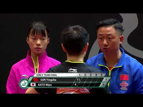 KATO Miyu (JPN) vs SUN Yingsha (CHN) | Final | Women's Team | 2017 World Junior Championships